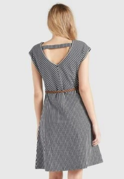 Khujo LEIFA - Freizeitkleid - Dunkelblau-weiß Gestreift -Khujo Verkaufsgeschäft ee6166a468f24730a625576628f60b13
